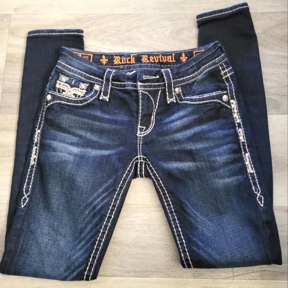 Rock Revival Karla Skinny Stretch Jean Low Rise Dark Wash size 25